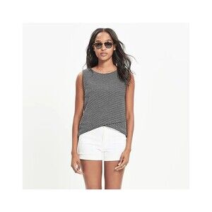 Super Cute MADEWELL 100% Cotton Striped Crossover Tank Top Size Extra Small